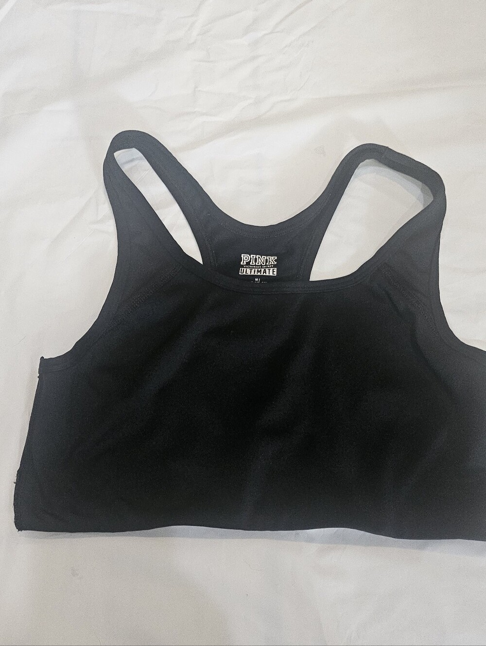 Victoria's Secret PINK Black Ultimate Racerback Sports Bra. Sz M